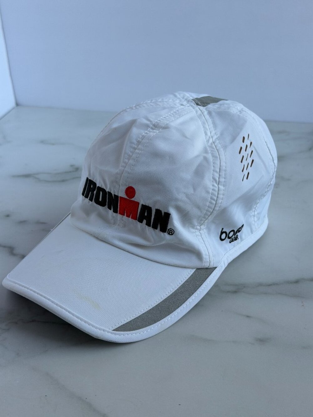 IRONMAN BOCO Gear Running Hat White Triathlon Performance Cap OS
